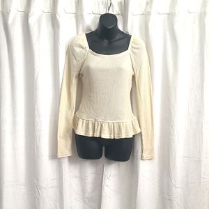 Brand new long sleeve fitted shirt with ruffled trim